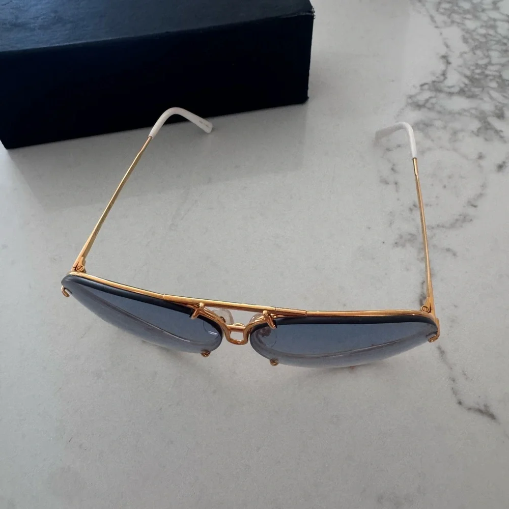 Porsche Design Gold Frame Sunglasses with Blue Lenses - Picture 2 of 7